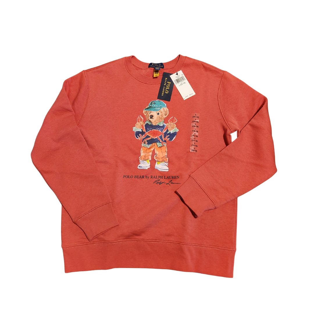 New Boys Large Long Sleeve Polo Sweatshirt